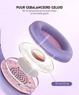 Intelectro Koptelefoon voor Kinderen - Veiligheid en Plezier in Eén! - Hoogwaardige Stereogeluid - Comfortabele Draagervaring - HD Microfoon - Volumeregeling - Brede Compatibiliteit en Audio Delen - Paars/Roze - Levering Sneller dan Aangegeven! — thumbnail 5