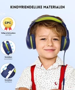 Intelectro Koptelefoon voor Kinderen - Veiligheid en Plezier in Eén! - Hoogwaardige Stereogeluid - Comfortabele Draagervaring - HD Microfoon - Volumeregeling - Brede Compatibiliteit en Audio Delen - Groen/Blauw - Levering Sneller dan Aangegeven! — thumbnail 4