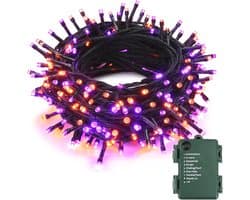 Halloween lichtketting 10m met 100 LED's - Oranje en Paars - Perfect voor Binnen en Buiten - Waterdicht met 8 Verlichtingsmodi