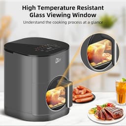 Uten Airfryer XXL 200E - Dual Blaze Technologie - Hetelucht friteuse - 5.5 liter - 14 programma's - 40ºC tot 200ºC - PFAS vrij - 2000W - Rond Venster - Grijs — thumbnail 4