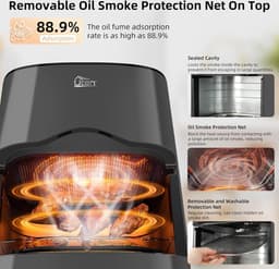 Uten Airfryer XXL 200E - Dual Blaze Technologie - Hetelucht friteuse - 5.5 liter - 14 programma's - 40ºC tot 200ºC - PFAS vrij - 2000W - Rond Venster - Grijs — thumbnail 6