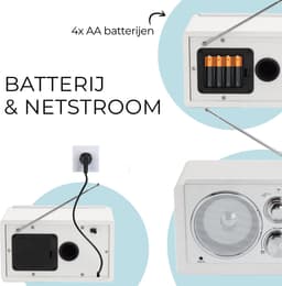 Denver Draagbare FM Radio - Retro - Werkt op batterijen of netstroom - Keukenradio - AM - FM - TR63 - Wit — thumbnail 5
