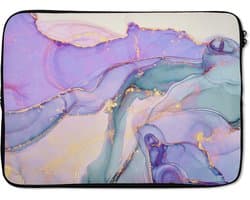 Laptophoes - Goud - Paars - Marmer print print - Laptop sleeve - Luxe - Laptop - Laptop case - Design - 13 Inch - Back to school spullen - Schoolspullen jongens en meisjes middelbare school - Macbook air hoes - Chromebook sleeve