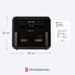 KitchenBrothers Dubbele Airfryer - PFAS-Vrij - 2400W - Dual Zone - 9L - Snackverdeler - Heteluchtfriteuse - Airfryer XXL - 10 Kookprogramma's - Zwart — thumbnail 10