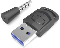 Provium Bluetooth 5.0 audio adapter transmitter - draadloze headset 3.5mm aux verbinding - voor o.a. laptop - PS4 en headset - zwart