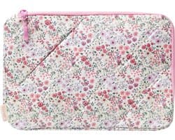 Casies Puffy flower laptop sleeve / hoes - 15.6 inch - Puffy laptophoes - Roze bloemen - case - Geschikt voor o.a. Macbook Air / Pro
