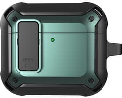 Telestore - Hoesje geschikte voor AirPods 4 - TPU hybride hoesje Beschermhoes - Shockproof AirPods 4 Cover - AirPods 4 Hoesje - Geschikt voor Apple Airpods 4 - groen - hard en TPU cover