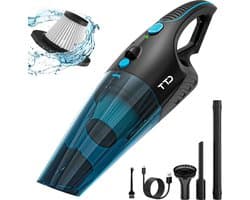 TTD® Premium Autostofzuiger Draadloos - Extra Krachtig 14.000 Pa - Nat & Droog - Inclusief Premium HEPA-filter - Draadloze Kruimelzuiger - Stofzuiger voor Auto - Handstofzuiger - Kruimeldief