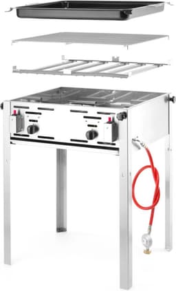 HENDI Grill-Master Maxi – Krachtige barbecue – 11,6kW – 650x540x840 mm – Inclusief gasslang en drukregelaar — thumbnail 1