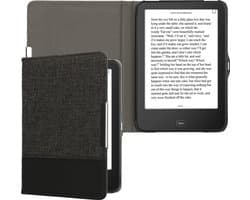 kwmobile hoes geschikt voor Tolino Vision 1 / 2 / 3 / 4 HD - Canvas beschermhoes in antraciet / zwart - Voor e-reader -