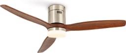 CREATE - Plafondventilator 40W silent Ø132 cm - Met Verlichting drie temperaturen - Met Wifi - Met Afstandsbediening - 6 Snelheden - Timer - Zomer/Winter functie - Níkkel - WIND CALM — thumbnail 1