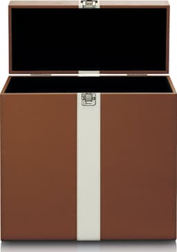 Lenco Platenkoffer - LP Opbergsysteem - Vinyl Houder voor ca. 30 platen - TTA-301BNWH - Bruin — thumbnail 2