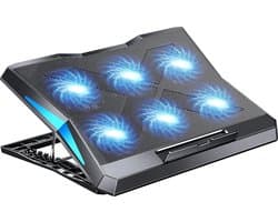 Laptop Cooling Pad - Laptop Cooler met 6 Stille Fans 6 Hoogtes Verstelbaar, Laptop Cooling Stand voor 12"-17" Laptop