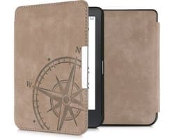 kwmobile hoes geschikt voor Kobo Clara HD - Hoesje voor ereader in bruin - Vintage Kompas design