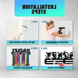 Medaillehouder voor Hockey en Sportprijzen - Wandrek voor Medailles met Ribbons en Pendants - Ideaal voor Atleten en Sportliefhebbers, 15.7 inch — thumbnail 3