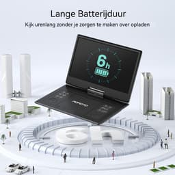POFOTO 15.7" draagbare dvd-speler - met 14" groot HD-scherm - 6 uur oplaadbare batterij - ondersteuning voor USB/SD-kaart/Sync TV en meerdere schijfformaten - luidspreker met hoog volume - zwart — thumbnail 4