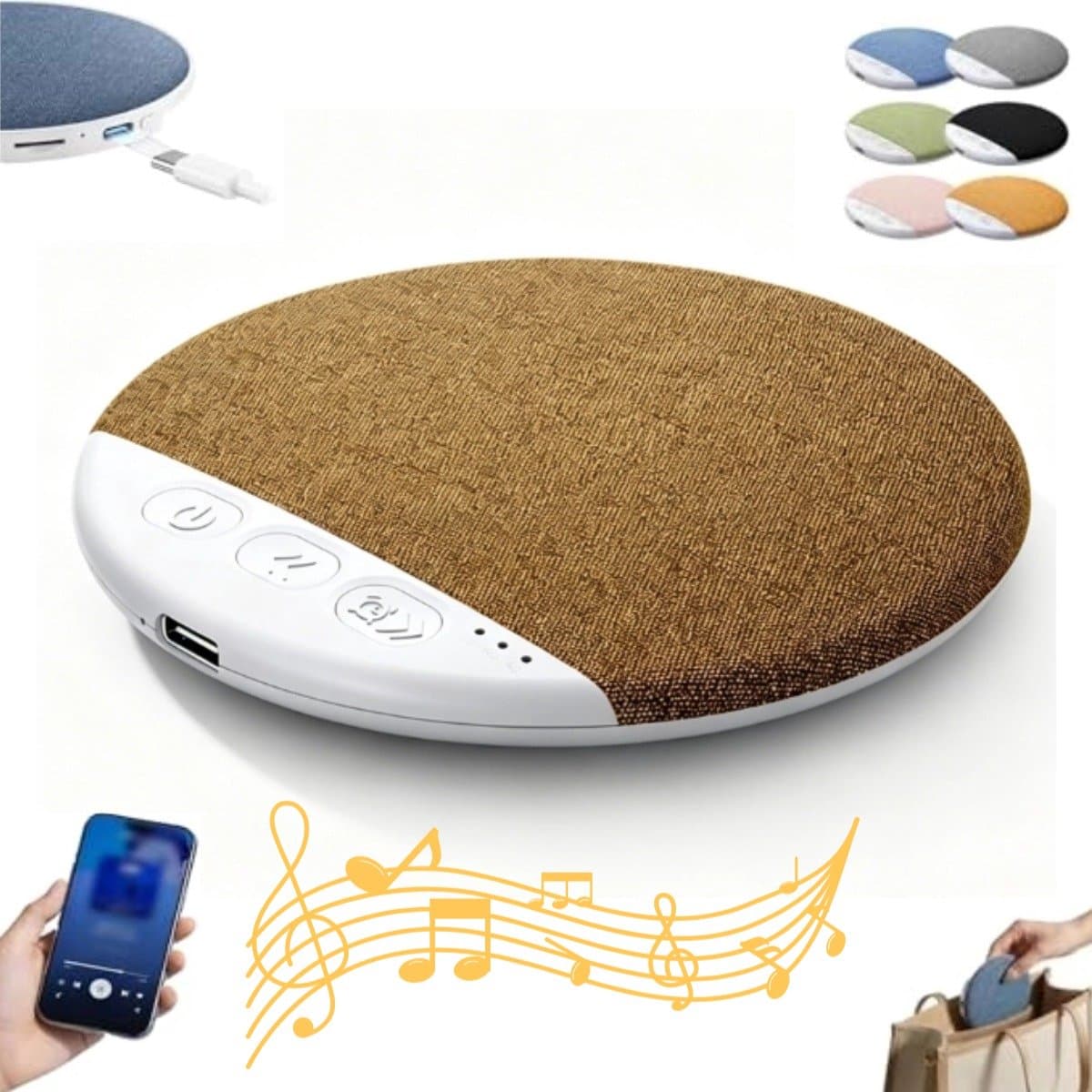Slaapsprekers - Kussen Luidspreker voor Slapen - Ultradun (0,47 inch) - Geplande afsluiting - Onderkussen Bluetooth Speaker - Botgeleiding Technologie - Witte Ruis - batterijduur - Draadloos - voor Volwassenen & Kinderen - bruin — afbeelding 1