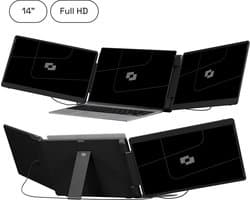 Screenmate® Flip Portable Monitor 14” - Draagbare Monitor met Beschermhoes - Extra Scherm Laptop - Draagbaar Beeldscherm - Zwart