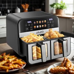 Airfryer – Friteuse – Heteluchtoven – Heteluchtfriteuse – Oven – 10,5L DualZone Met Dubbele Mand – 2600W Vermogen Met Touchscreen Bediening — thumbnail 6