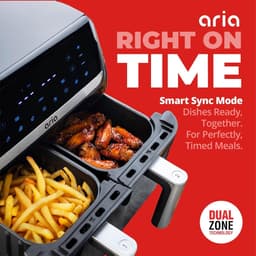 Dubbele Heteluchtfriteuse - Airfryer met 2 Manden - Gezinsmaaltijden Bereiden - Slimme Sync Functie - 10 Quarts - Zwart — thumbnail 5
