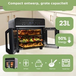 Airfryer XXL Oven 23L met Dubbele Zone, 2200W, LED Touchscreen & Accessoires – Gezond en Multifunctioneel Koken — thumbnail 6
