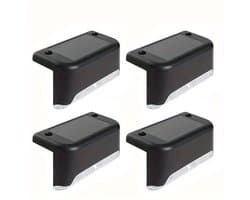 Solar trapverlichting, Solar verlichting, Terrasverlichting, Waterdichte LED-zonnelampen voor buitentrappen, schuttingen, tuin, terras, veranda (4 stuks, zwart)