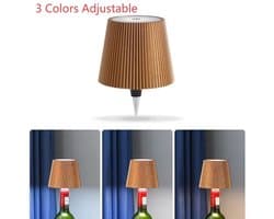 Draadloze flessenlamp, LED-wijnfleslamp, oplaadbare, draadloze flessenlamp met aanraakbediening en 3 kleurtemperaturen, voor slaapkamer, restaurant, bar - USB-oplaadbare flessentafellamp met dimfunctie (goud)-Decoratieve bureaulamp