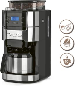 Barista Filterkoffiezetapparaat met Bonenmaler – Warmhoudfunctie, 24-uurs Timer, Permanent Filter – 10 Kopjes – Voor Bonen en Gemalen Koffie – Roestvrij Staal/Zwart — thumbnail 3