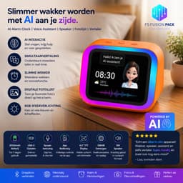 Slimme AI Speaker met RGB Verlichting & Digitale Fotolijst - Slimme wekker-FS Fusion Pack Slimme AI Speaker met RGB Verlichting & Digitale Fotolijst – Draadloze Bluetooth Speaker, Wekker, TFT Display, Spraakbesturing, Smart Alarm Klok & App Cadeau — thumbnail 12