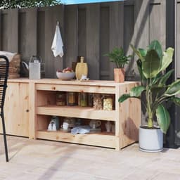 Buitenkeuken Kast - Tuinkast Tafel - Buiten Koken - Modulair Ontwerp - 106x55x64 cm - Natuurlijk — thumbnail 1