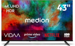 MEDION 108 cm 43" Ultra HD TV Smart TV HDR10 VIDA Store Prime Video Disney+ DAZN HbbTV PVR Bluetooth HD+, MD843201 — thumbnail 1