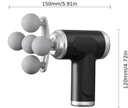 Massagepistool met 5 koppen - Spiermassager - 9 vervangende massagekoppen - Lichaamsmassager - Rugmassager - Compact en draagbaar - Impactmassager voor op reis — thumbnail 5