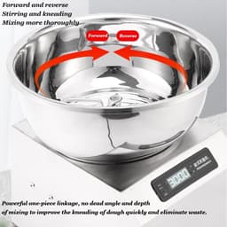 Commerciële Deegmixer - Bloemmengmachine Deegmachine - Brood en Pizza Maken - Dubbele Rotatie Motor - 5 kg Capaciteit - Zilver — thumbnail 2