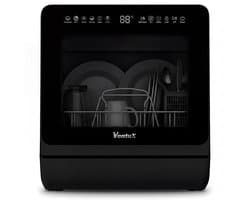 Ventux Mini Vaatwasser met Waterreservoir - 4-6 Couverts - 8 Programma's - Kleine Smalle Vrijstaande Vaatwasser - Mini Afwasmachine met UV-sterilisatie - Camping - Zwart