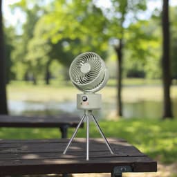 KZQ USB-Bureauventilator met 1200mAh Accu – 3 Standen, Stil (<25dB), 140° Kantelbaar, 120° Oscillerend, Incl. Standaard – Crèmewi — thumbnail 2
