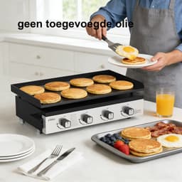 BIGHORN Gas Plancha BBQ met 4 Branders (9,96 kW) – Geëmailleerde Stalen Bakplaat – Compact Tafelmodel – Zwart — thumbnail 4