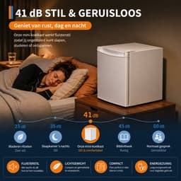 Celestul Mini Koelkast 45L - Koelkast met Vriesvak - Stille Minibar 41 dB - Compacte Koelkast voor Slaapkamer, Kantoor & Studentenkamer - Wit — thumbnail 4