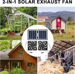 Zonne Afvoerventilator - Ventilator op Zonne-energie - Luchtcirculatie Buiten - Automatische Regendetectie - 28 cm Breed - Zwart — thumbnail 4