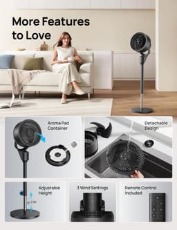 Elektrische Vloer Ventilator - Stille Staande Fan - Kamers Koelen - Ultra Krachtige Luchtcirculatie - Tot 24 Meter - Zwart — thumbnail 1