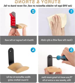 Hoofdkussenhouder van Beukenhout met 3M Lijm en Schroef, Ideale Stand voor Over-Ear Gaming Hoofdtelefoons, Duurzaam en Praktisch Ontwerp — thumbnail 4