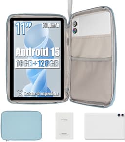 kotsren 11 Inch Tablets - Tablet Met Tablet Hoes Sleeve - Android 15 Kindertablet - 16GB RAM+128GB ROM - 6800mAh - 5G WIFI - Widevine L1 - Wit — thumbnail 1