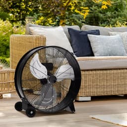Industriële Vloerventilator 77 cm – Krachtige Trommelventilator met Wielen & Handgreep – 3 Snelheden – Zwart — thumbnail 1