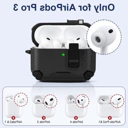 Schokbestendige Hoes voor AirPods Pro 3 met Telefoonstandaard en Magnetische Achterkant, Zwart, Veilig en Duurzaam — thumbnail 5