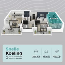 SereneLife Mobiele Airco 7000 BTU - Airconditioner met Verwarmingsfunctie - Afvoerslang - WiFi - voor Slaapkamer en Woonkamer — thumbnail 8