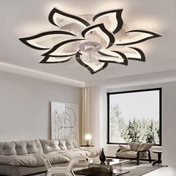 10 Lotus Ventilator Lamp - Plafondventilator - Smart Lamp - Zwart - Met Dimmer - 3 Standen Ventilator - Keuken Lamp - Woonkamerlamp - Moderne lamp — thumbnail 1