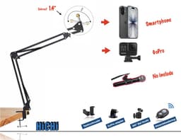 Camerastatief Smartphone Tripod Professionele Multifunctionele Standaard | Microfoon standaard | Standaard voor Smartphone | Tablet Statief | Mic Stand | Podcast | Vloggen Youtube | Universeel | iPad Statief | Tafel — thumbnail 1