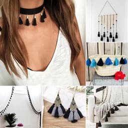 25m franje trimmen 25mm - Polyester kwastje lint zwart voor DIY latin jurk - Naaien accessoires — thumbnail 3