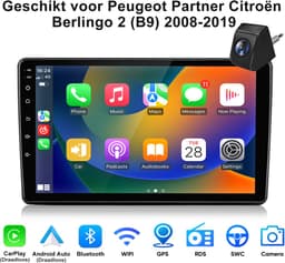 JUNSUN Android 15 Autoradio Geschikt voor Citroën Berlingo 2 (B9) 2008-2019 - 4GB+64GB - Draadloze CarPlay & Android Auto - GPS-navigatiesysteem met Achteruitrijcamera - Bluetooth - 9-inch Touchscreen - WiFi - Stuurwielbediening - RDS- USB — thumbnail 1
