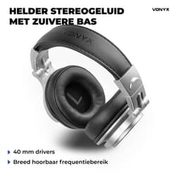 DJ koptelefoon - Vonyx HDX120SB - Over ear koptelefoon - Studio koptelefoon - Opbergtas - Aluminium — thumbnail 4