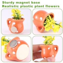 4 stuks mini-vaasmagneten voor de koelkast, schattige keramische kleine bloemenvaas mini-3D-plantenmagneten koelkast praktische accessoires voor thuis kluisjes kantoor keuken decoratie — thumbnail 5